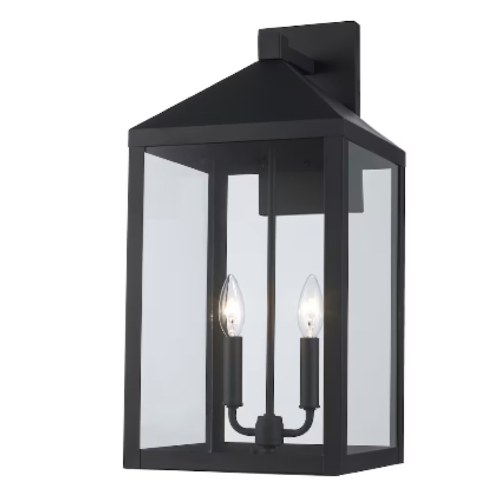BEL AIR LIGHTING Storm 21.5” 2 Light Black Outdoor Wall Light Clear Glass NEW